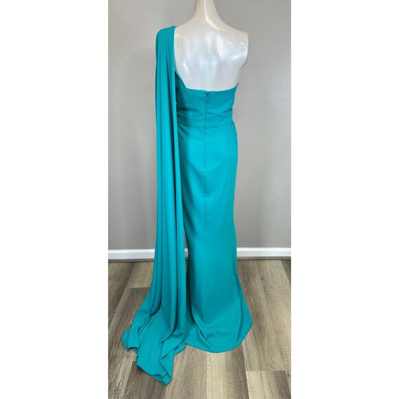 NWT Zuhair Murad Embellished Beaded Draped One-Shoulder Gown Blue Size 10 $4550 - Picture 7 of 10